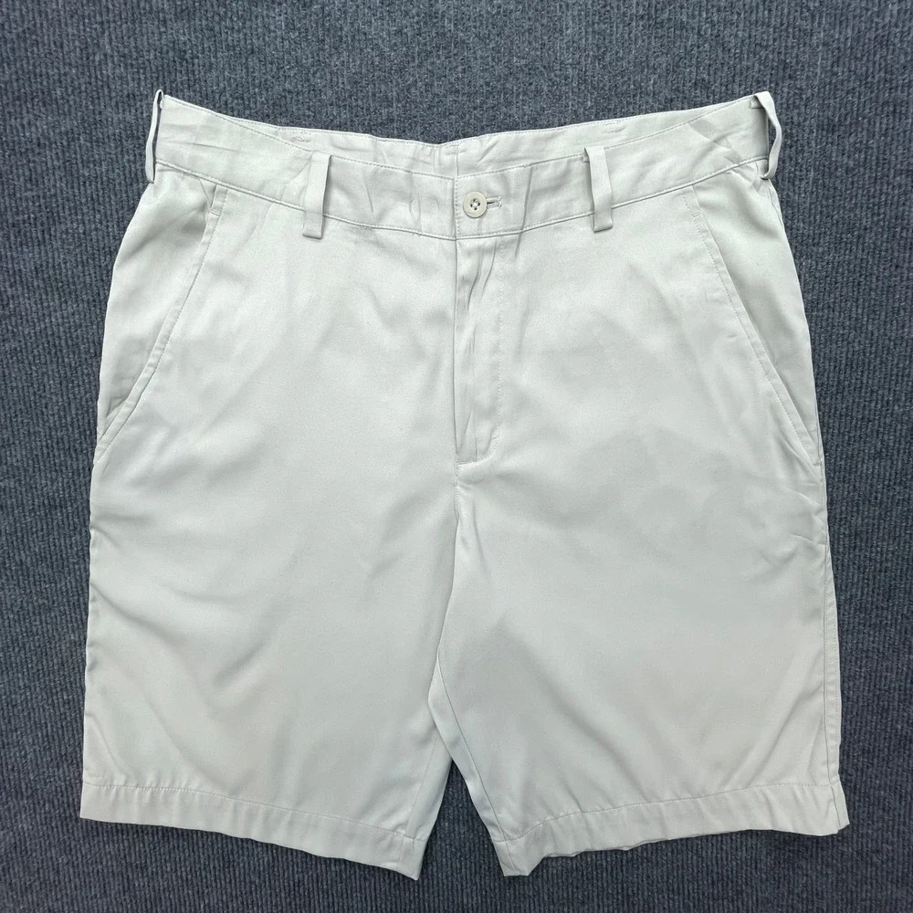 Nike Golf Dri-FIT Shorts Mens Size 30 Tan Khaki Flat Front Stretch Performance